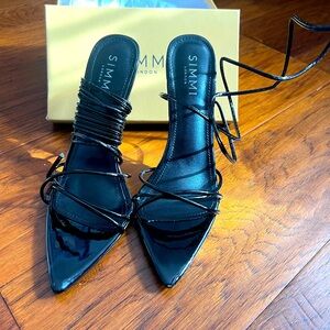 Patent leather lace up heels